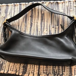 Small black leather hobo bag